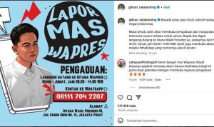 Tangkapan layar postingan akun instagram @gibran_rakabuming tentang Kanal Pengaduan yang diberi nama Lapor Mas Wapres. (foto : tangkapan layar IG @gibran_rakabuming)