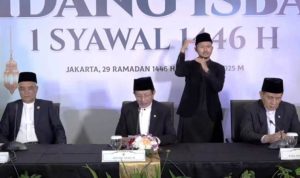 Pemerintah Republik Indonesia melalui Kementerian Agama (Kemenag), menyatakan bahwa secara hisab yang dilakukan oleh Tim Hisab Rukyat, 1 Syawal tahun 1.446 Hijriah jatuh pada hari Senin, tanggal 31 Maret 2025. (WartaNegeriku.id/Maryam)