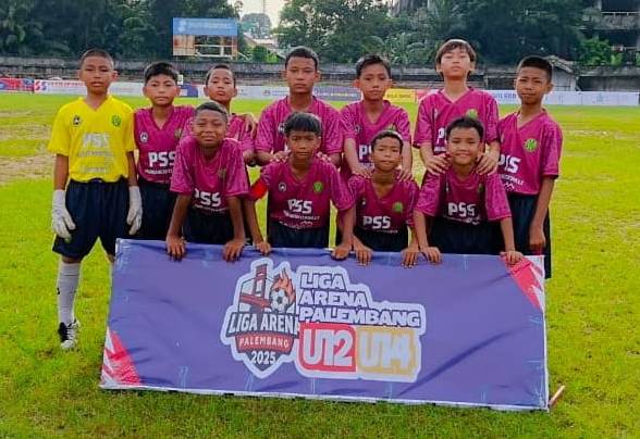 Pemain di Sekolah Sepak Bola Palembang Soccer Skills di Liga Arena U-12 Tahun 2025. (FOTO : dokumentasi tim SSB PSSI)