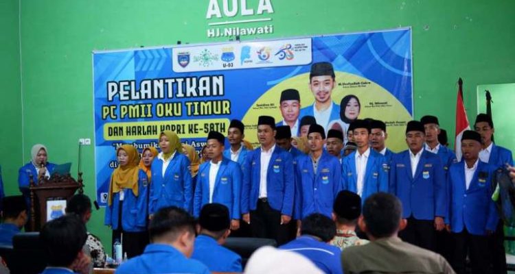 Prosesi pelantikan Pengurus PMII Kabupaten OKU Timur periode 2025-2026 Kantor Pengurus Cabang Nahdlatul Ulama (PCNU) OKU Timur pada hari Kamis, tanggal 20 November 2025. (foto : dokumentasi tim PMII Sumsel)