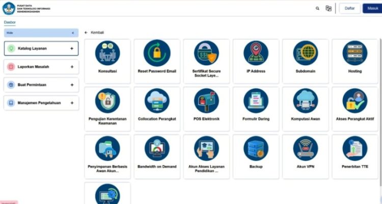 Sistem Manajemen Layanan Infrastruktur Anda (MELIA) yang dikembangkan oleh Pusat Data dan Teknologi Informasi Kemendikdasmen. (foto : kemendikdasmen)