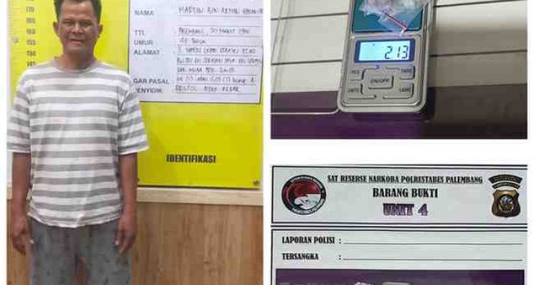 Unit IV Satuan Reserse Narkoba Polrestabes Palembang mengamankan tersangka M (48) di sebuah rumah di Jalan Pasundan, Lorong Slamet, Kelurahan Kalidoni, Jumat (13/3/2026) sekitar pukul 15.00 WIB.