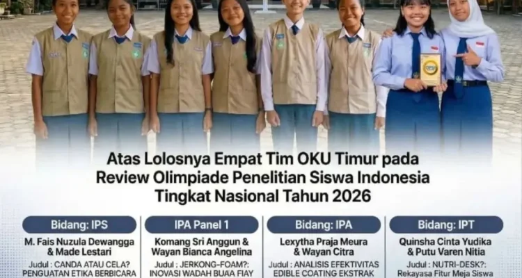 Empat tim peneliti muda dari SMP Negeri 2 Semendawai Timur, berhasil lolos tahap review penelitian dalam ajang Olimpiade Penelitian Siswa Indonesia 2026. (WARTANEGERIKU.ID/HAIRUDIN)