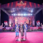 Ketua Tim Penggerak PKK Kabupaten Musi Banyuasin (Muba), Hj. Patimah Toha, menghadiri Pembukaan Festival Sriwijaya XXXIV Tahun 2026 di Dekranasda Provinsi Sumatera Selatan, Jakabaring, Palembang, Jumat malam, tanggal 15 Mei 2026.