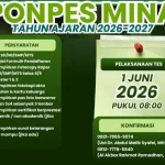 Pondok Pesantren (Ponpes) Minhajul Aulia (Mina) resmi membuka pendaftaran santri baru untuk Tahun Ajaran 2026-2027, dengan pelaksanaan seleksi Tes Gelombang I yang dijadwalkan pada Senin, 1 Juni 2026. (WARTANEGERIKU.iD/FRAN)