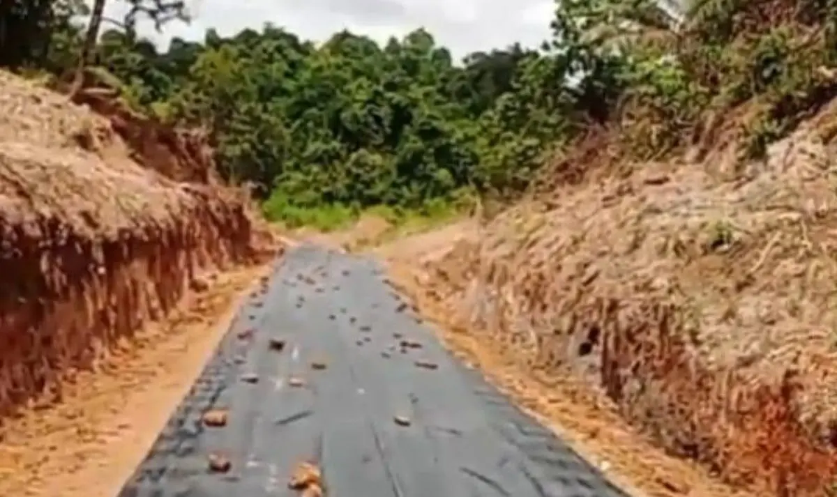 Pemerintah Kecamatan Sanga Desa bersama Pemerintah Desa Macang Sakti, pihak perusahaan PT SAP, pengelola sawmill, dan warga setempat, bahu-membahu melakukan perbaikan jalan di Desa Macang Sakti. (WARTANEGERIKU.ID/FRAN)