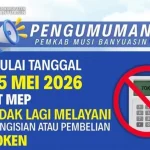 Terhitung mulai 15 Mei 2026, PT MEP tidak lagi melayani pengisian maupun pembelian token listrik bagi seluruh pelanggannya. (WARTANEGERIKU.ID/FRAN)
