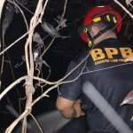 Petugas dari BPBD Kabupaten Muba sedang memandamkan api yang membakar lahan. (WARTANEGERIKU.ID/HAIRUDIN) Petugas dari BPBD Kabupaten Muba sedang memandamkan api yang membakar lahan. (WARTANEGERIKU.ID/HAIRUDIN)