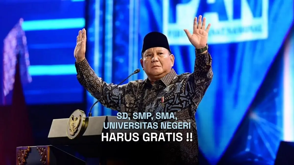 Presiden Prabowo Subianto menegaskan soal komitmen pendidikan gratis saat menghadiri acara Puncak Peringatan HUT ke-28 Partai Amanat Nasional (PAN) di Plenary Hall, Jakarta International Convention Center (JICC), Jakarta, Jumat, 18 September 2026. (Foto: BPMI Setpres/Unggahan Akun Media Sosial @sekretariat.kabinet)