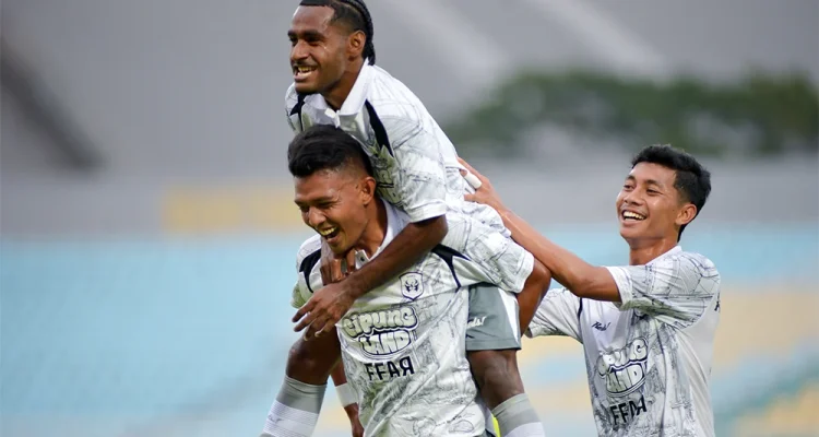 Pemain Rans Nusantara FC melakukan selebrasi usai menciptakan gol ke gawang Persipura Jayapura, Jum'at, 9 Oktober 2026. (FOTO: ILEAGUE.ID)